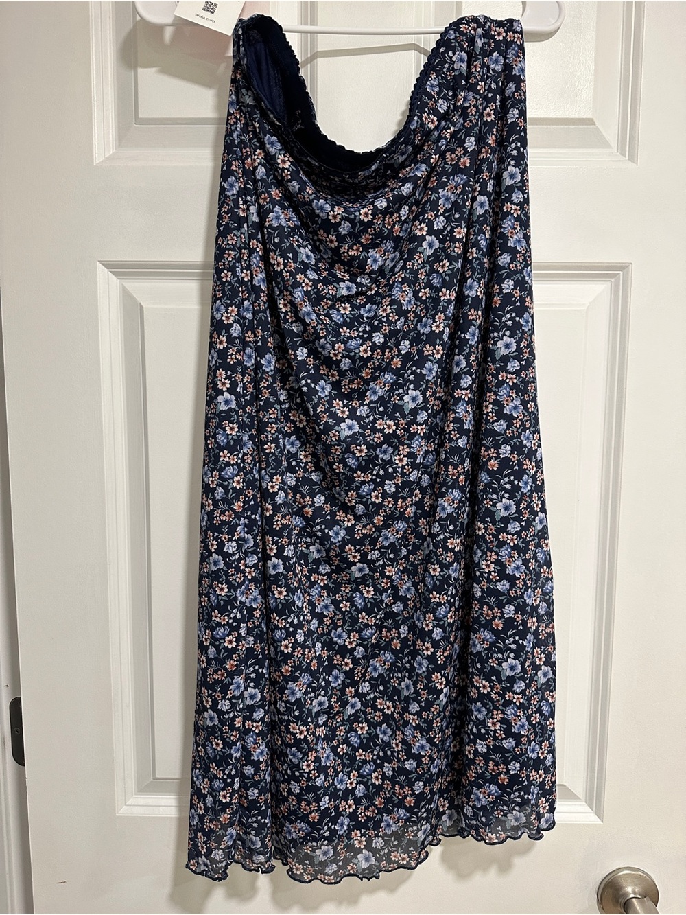 ARULA Navy Floral Maxi Skirt with Pink & Light Blue Blooms